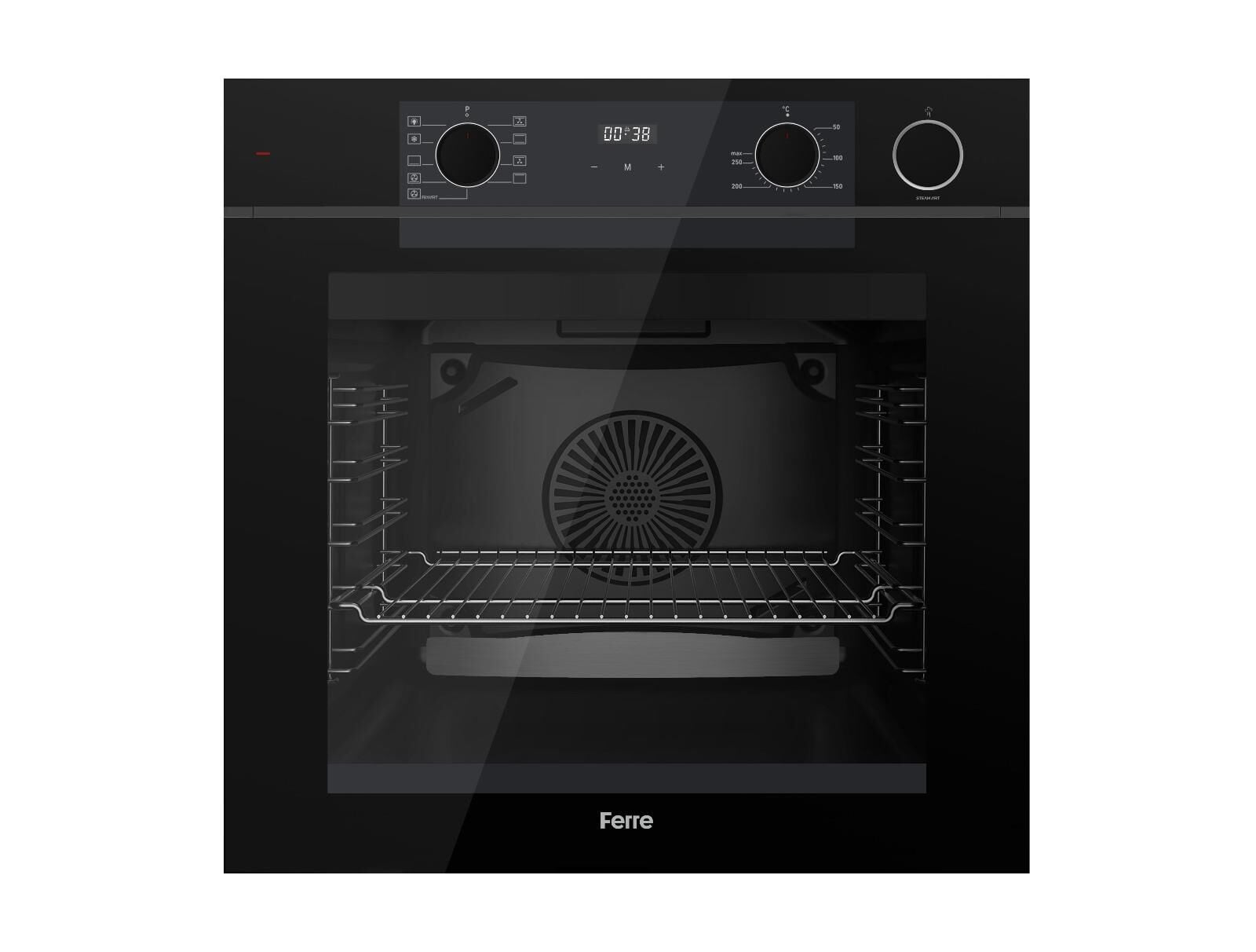 FERRE QEP64CS STEAMART - FRYART SERİSİ SİYAH ANKASTRE FIRIN (0+9 KONUM)