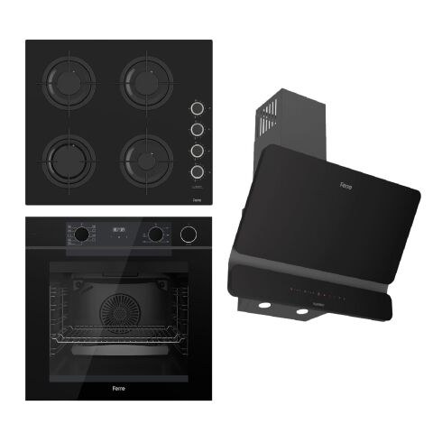 Ferre STEAMART-FRYART-SILENTART Serisi Siyah Set (CS205-WFA + QEP64CS +D080-SA ) - Emaye Izgara / Kademeli Musluk