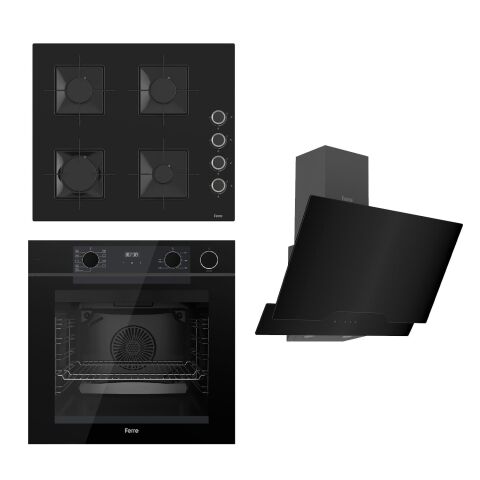 Ferre STEAMART-FRYART Serisi Siyah Set (SS205 + QEP64CS +D063 ) - Emaye Izgara