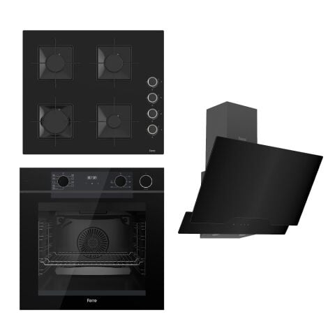 Ferre STEAMART-FRYART Serisi Siyah Set (SS205 + QEP64CS +D063 ) - Emaye Izgara