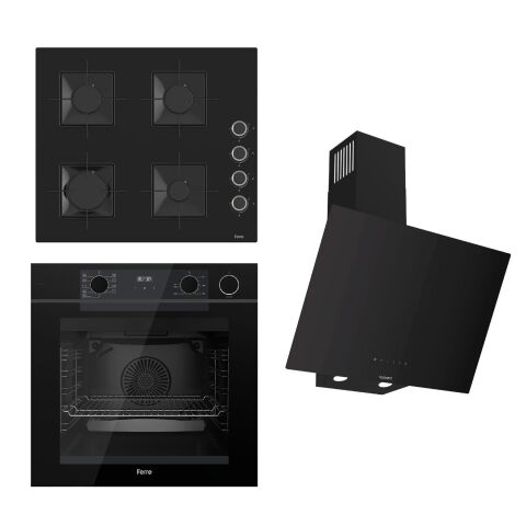 Ferre STEAMART-FRYART-SILENTART Serisi Siyah Set (SS205 + QEP64CS +D077-SA ) - Emaye Izgara