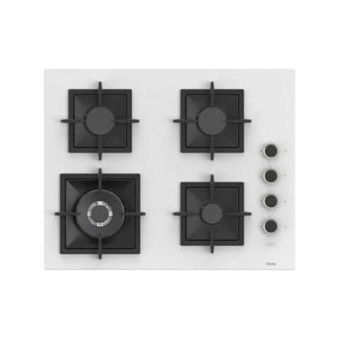 Ferre FLOWART-SILENTART Serisi Beyaz Set (SC406-WFA + QBL63CB +D078-SA ) - Döküm Izgara / 65 cm Ocak