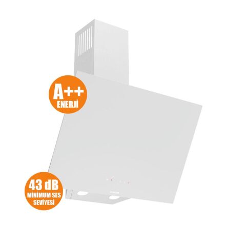 Ferre FLOWART-SILENTART Serisi Beyaz Set (SC406-WFA + QBL63CB +D078-SA ) - Döküm Izgara / 65 cm Ocak