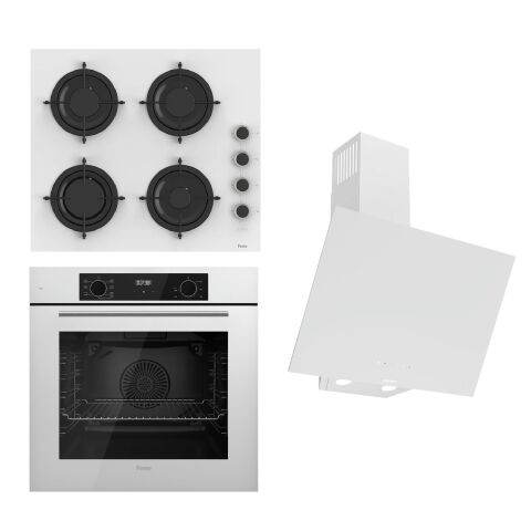 Ferre FLOWART-SILENTART Serisi Beyaz Set (CS206-FA + QBL63CB +D078-SA ) - Emaye Izgara