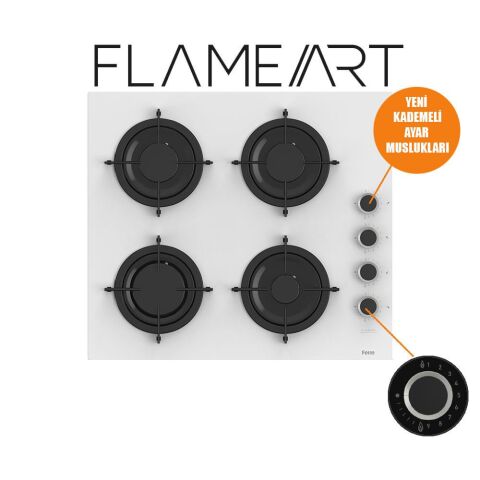 Ferre FLOWART-SILENTART Serisi Beyaz Set (CS206-FA + QBL63CB +D081-SA ) - Emaye Izgara