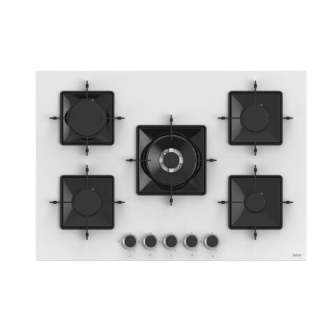 Ferre STEAMART-FRYART-SILENTART Serisi Beyaz Set (SS036 + QBL63CB +D078-SA ) - Emaye Izgara - 75 Cm Ocak