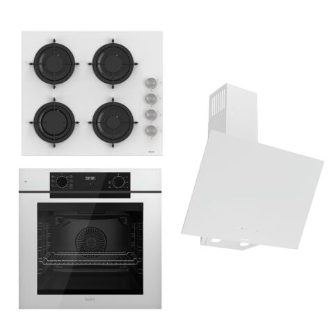 Ferre STEAMART-FRYART-SILENTART Serisi Beyaz Set (CS206 + QEP63CB +D078-SA ) - Emaye Izgara