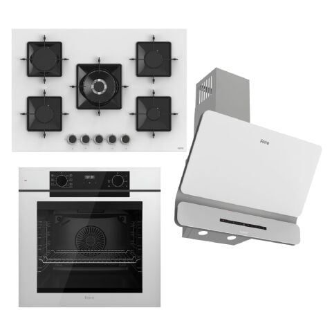 Ferre STEAMART-FRYART-SILENTART Serisi Beyaz Set (SS036 + QEP63CB +D081-SA ) - Emaye Izgara