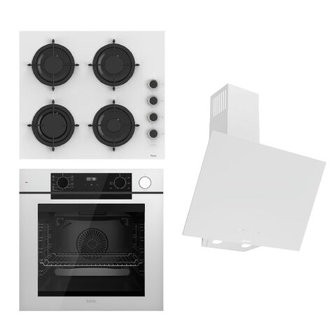 Ferre STEAMART-FRYART-SILENTART Serisi Beyaz Set (CS206-FA + QEP64CB +D078-SA ) - Emaye Izgara