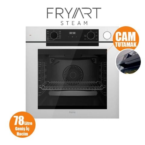 Ferre STEAMART-FRYART-SILENTART Serisi Beyaz Set (SS036 + QEP64CB +D081-SA ) - Emaye Izgara