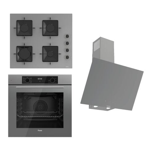 Ferre FRLOWART-SILENTART Serisi Gri Set (SS208 + QBL63CPR +D079-SA ) - Emaye Izgara