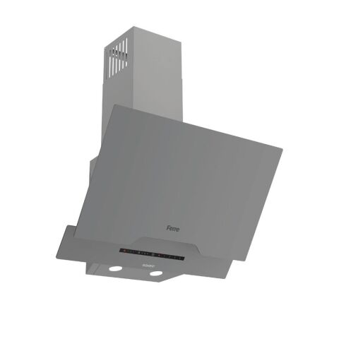 Ferre FLOWART-SILENTART Serisi Gri Set (SS038 + QBL63CPR +D065-SA ) - Emaye Izgara / 75 cm Ocak