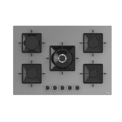 Ferre FLOWART-SILENTART Serisi Gri Set (SS038 + QBL63CPR +D082-SA ) - Döküm Izgara / 75 cm Ocak