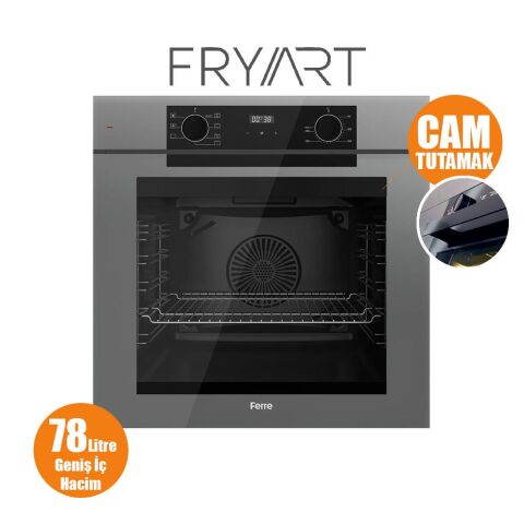 Ferre FRYART-SILENTART Serisi Gri Set (CS208-FA + QEP63CPR +D082-SA ) - Emaye Izgara / Kademeli Musluk