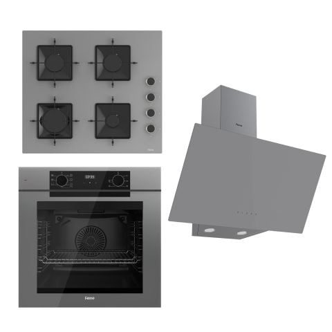 Ferre FRYART Serisi Gri Set (SS208 + QEP63CPR +D079 ) - Emaye Izgara