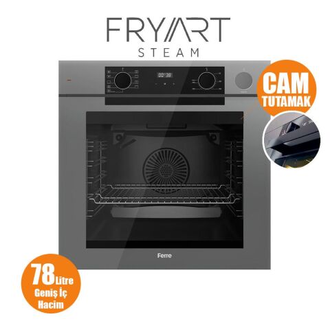 Ferre STEAMART-FRYART-SILENTART Serisi Gri Set (CS208-FA + QEP64CPR +D082-SA ) - Emaye Izgara / Kademeli Musluk